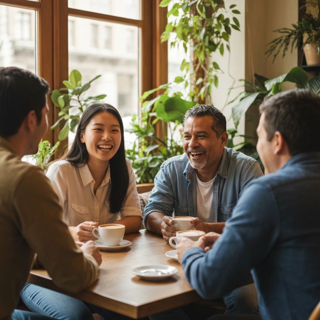 Friends enjoying coffee together