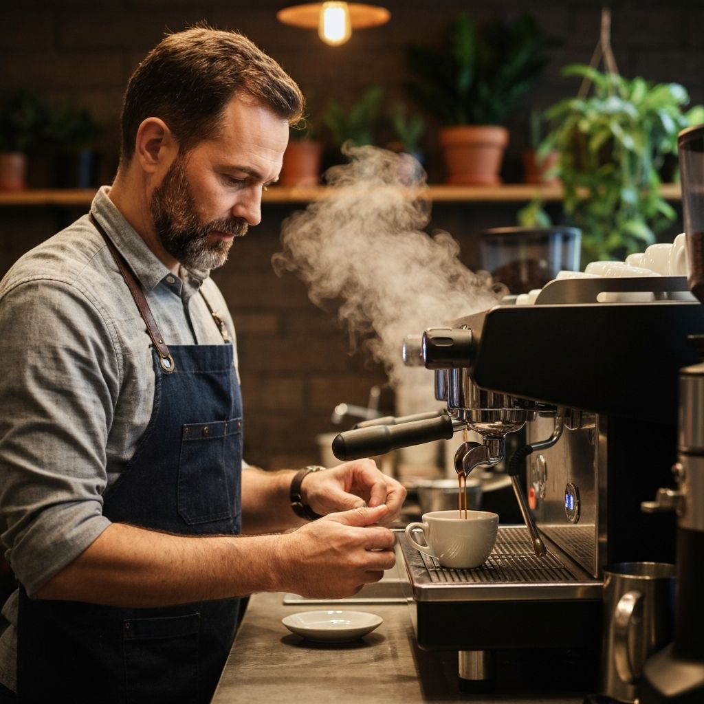 Barista preparing espresso